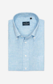 Light Blue Chambray - Button-Down Collar - Linen