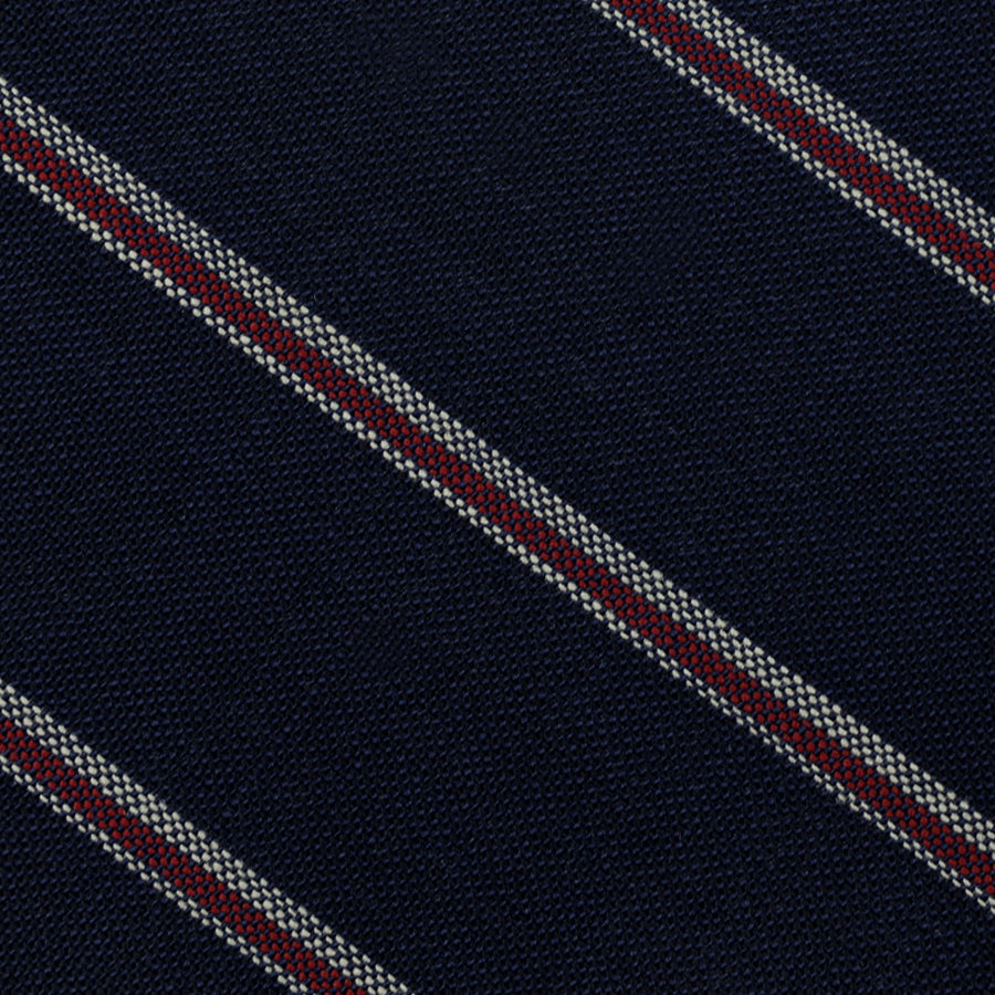 Fox Brothers Striped Wool Bespoke Tie Navy
