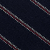 Fox Brothers Striped Wool Bespoke Tie - Navy / Forest