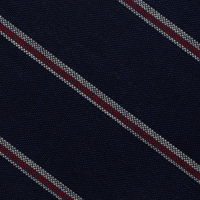 Fox Brothers Striped Wool Bespoke Tie - Navy / Forest