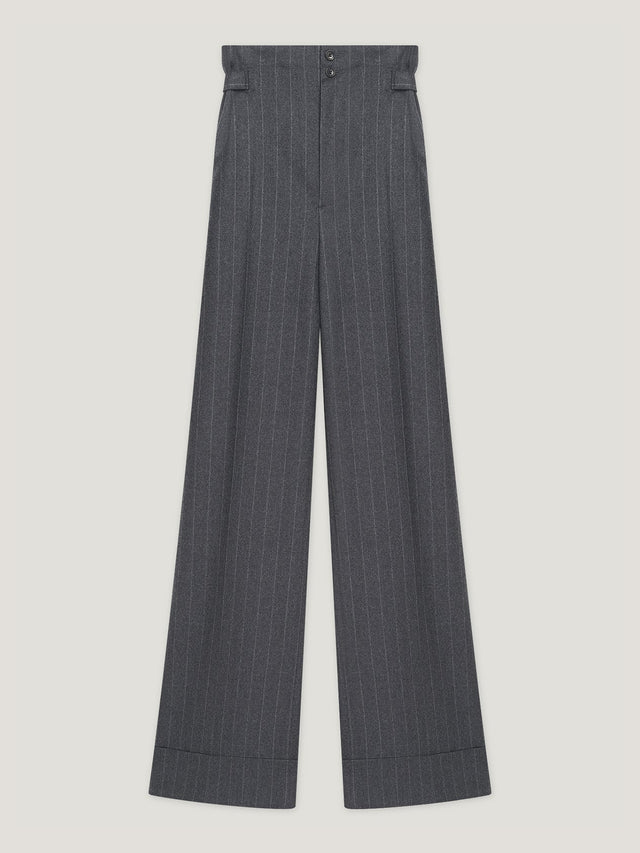 Charcoal Chalk Stripe Sash Trousers