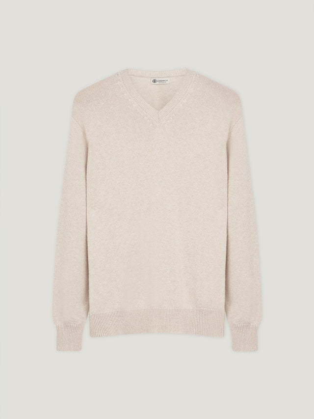 Oat 4 Ply Favourite V Neck Sweater
