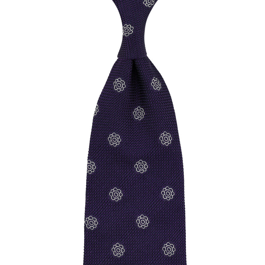 Shibumi Flower Fina Grenadine Silk Tie Purple