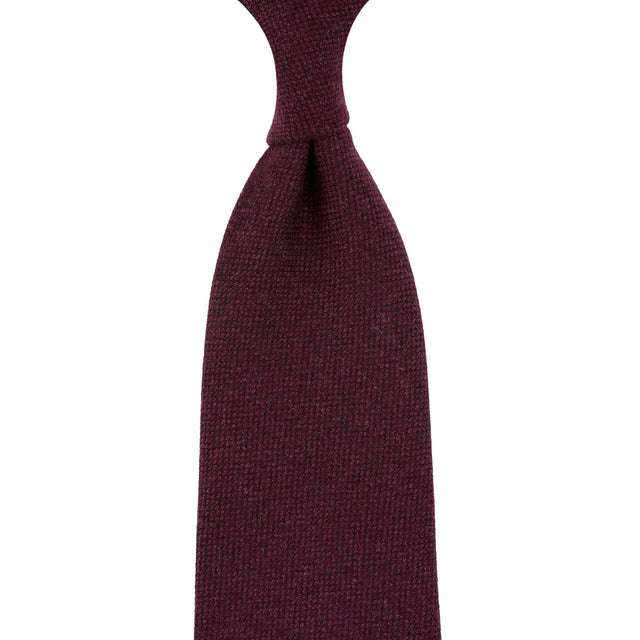 Plain Cashmere Tie - Burgundy - Hand-Rolled