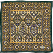 Paisley Motif Wool / Silk Pocket Square - Forest / Gold - 40x40cm