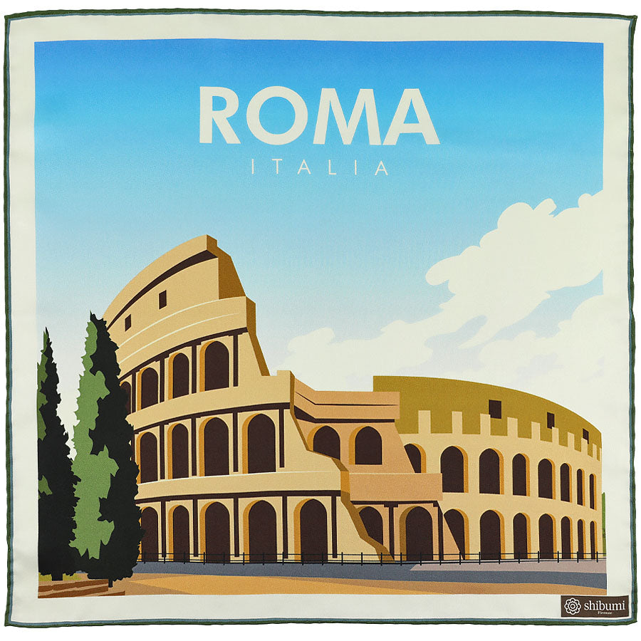 Roma Travel Poster Silk Pocket Square 40x40cm