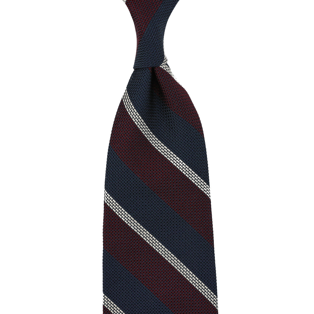 Striped Fina Grenadine Silk Tie Navy Burgundy