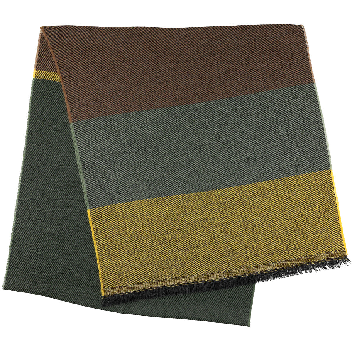 Striped Wool Scarf Green Brown
