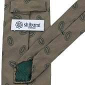 Geometrical Jacquard Silk Tie Army Hand Rolled