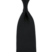 Plain Japanese Jacquard Silk Tie - Black - Hand-Rolled