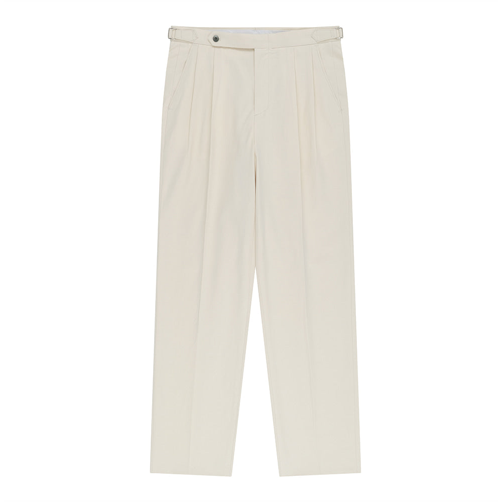 Essential Linen Cotton Twill Adjust 2 Pleated Relaxed Chino
