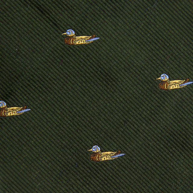 Vintage Bespoke Animal Crest Silk Tie - Forest