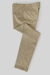 Mastic Beige Satin Cotton Silk Sport Trousers