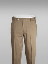 Tan satin cotton silk sport trousers