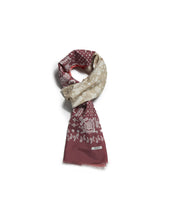 Silk Scarf Beige Purple Red