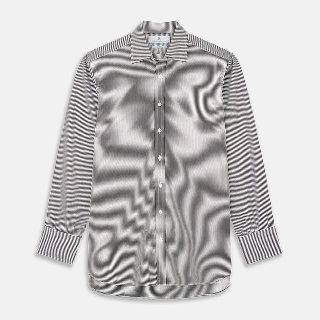 Black Candy Stripe Cotton Regular Fit Mayfair Shirt