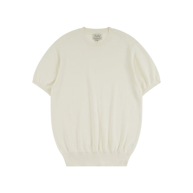 Essential Hard Twist Cotton Short Sleeve Knit (Ivory)