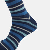 Azzurro Striped Merino Wool Long Socks