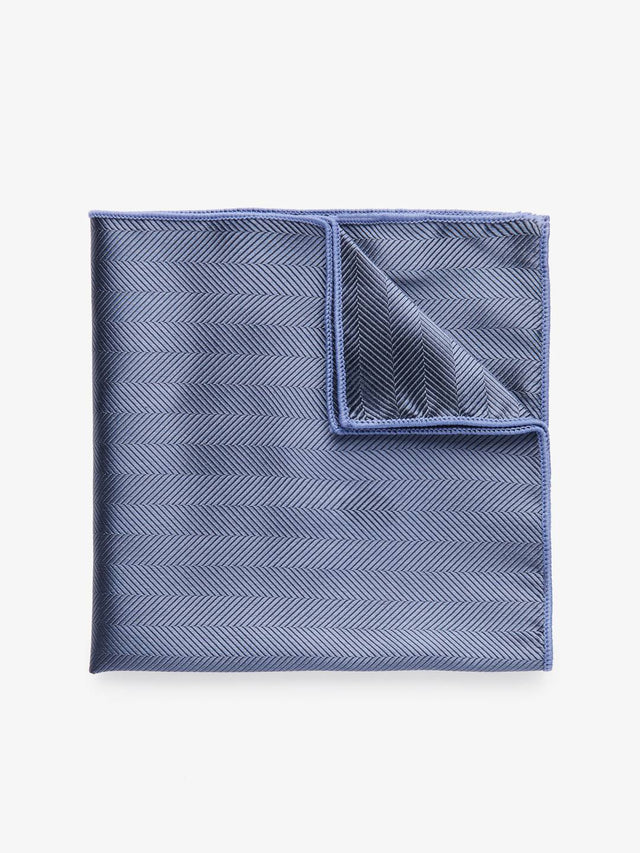 Blue Pocket Square Herringbone