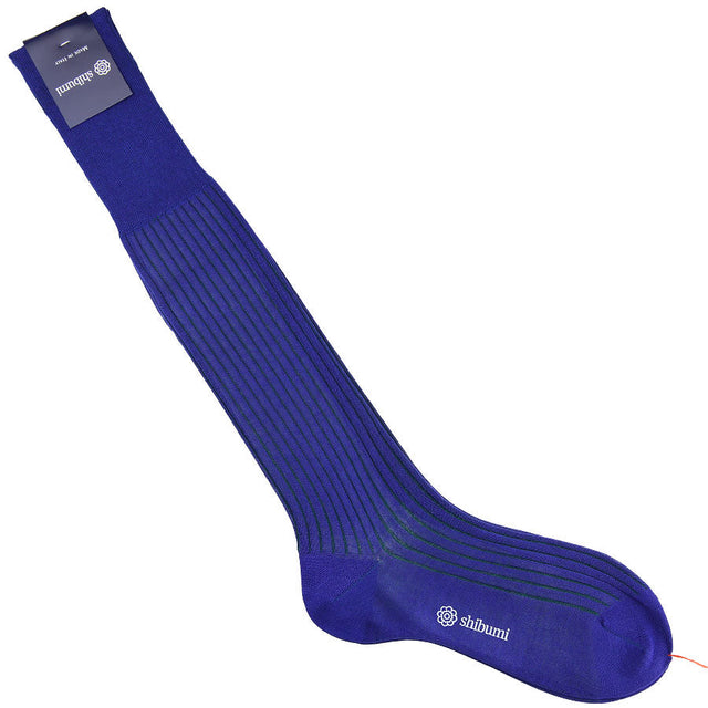 Knee Socks - Shadow Stripes - Blue / Green - Pure Cotton