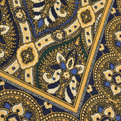Paisley Motif Wool Silk Pocket Square Gold 40x40cm