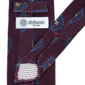 Printed Grossa Grenadine Silk Tie Eggplant Hand Rolled