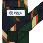 Repp Stripe Silk Tie Navy Rust Hand Rolled