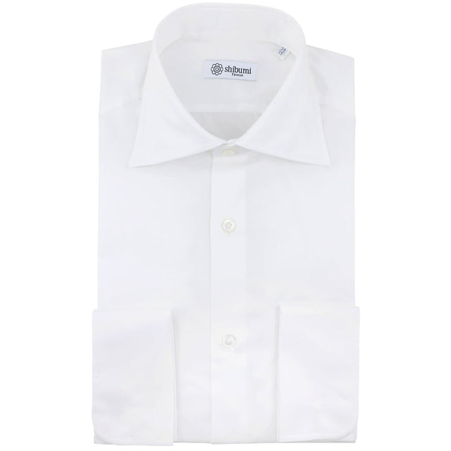 Twill Semi Spread Shirt - White - French Cuffs