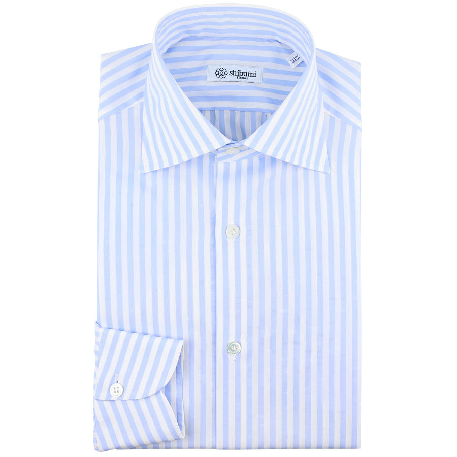 Poplin Semi Spread Shirt Sky Butcher Stripe