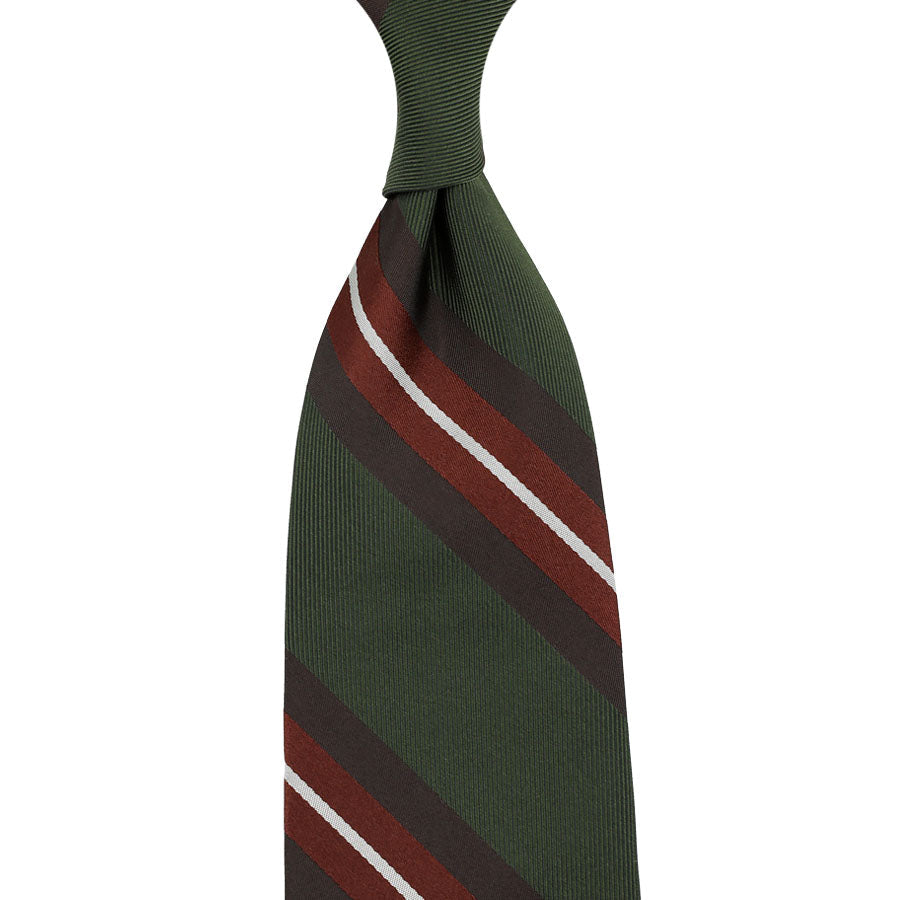 Repp Stripe Silk Tie Hand Rolled