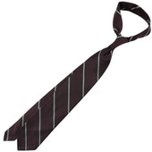 Repp Stripe Silk Tie Eggplant Hand Rolled