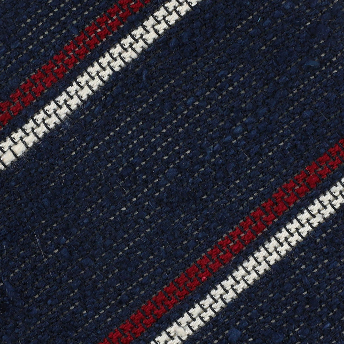 Striped Shantung Grenadine Bespoke Tie Navy Burgundy