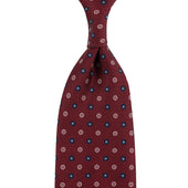 Floral Printed Silk Tie Hand Rolled