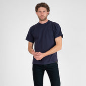 6.5oz Loopwheel Crew Neck T-Shirt with longer body - Navy