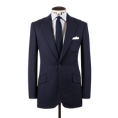 Classic Notch Lapel Jacket in Navy Hopsack Wool