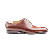 Split Toe Derby With Machine Stitched Apron In Mid Russian Calf