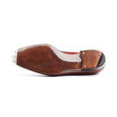 Split Toe Derby With Machine Stitched Apron In Mid Russian Calf