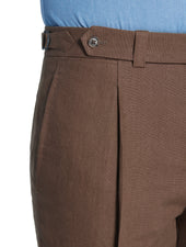 Brown Linen Pleated Trousers - Model 10