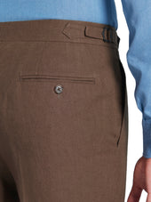 Brown Linen Pleated Trousers - Model 10