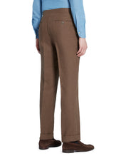 Brown Linen Pleated Trousers - Model 10