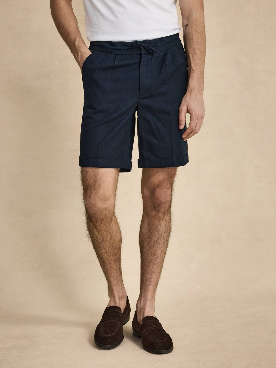 Navy Blue Linen Shorts
