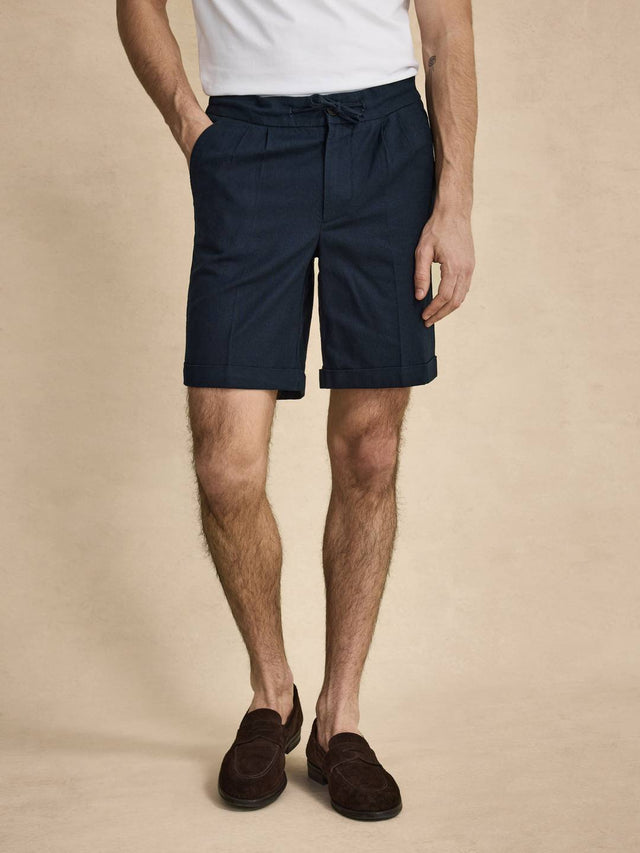 Navy Blue Linen Shorts