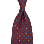 Shibumi-Flower Printed Silk Tie - Burgundy - Hand-Rolled