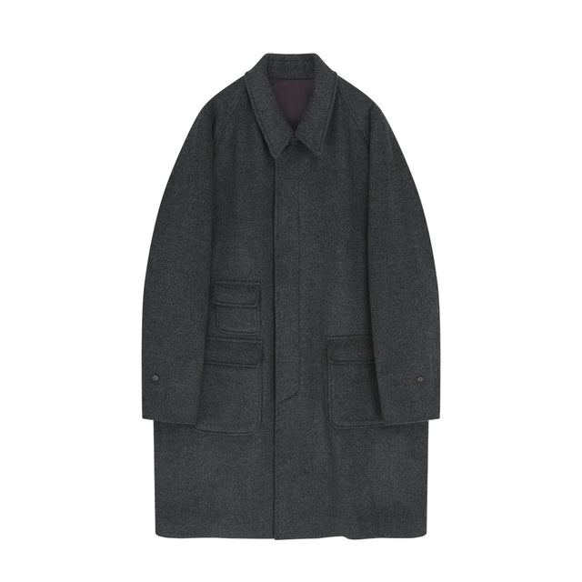 Wool Balmacaan Coat (Charcoal)
