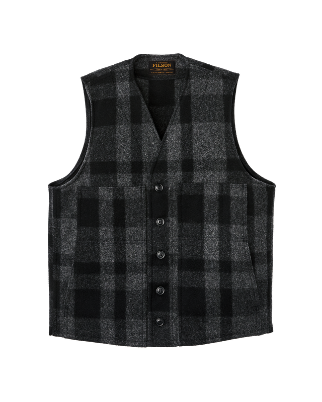 Mackinaw Wool Vest - Charcoal / Black Heritage Plaid