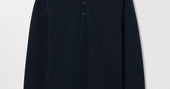 Dark Navy Long Sleeve Pique Polo | Organic Cotton | Asket