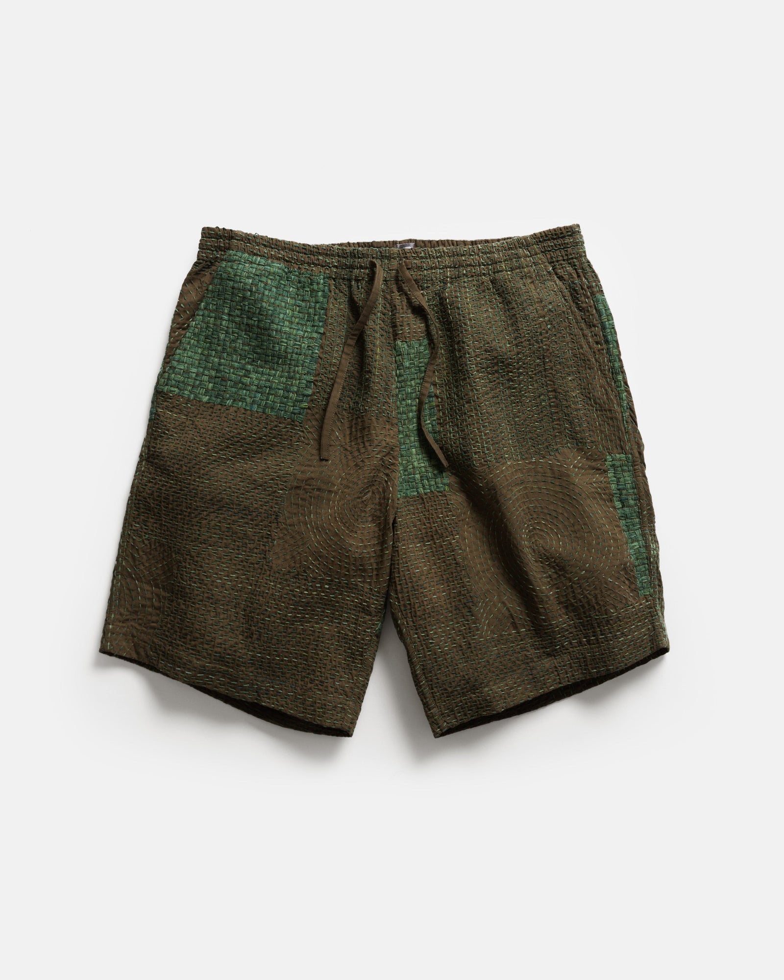 Jaipur Easy Shorts Grindigo Patchwork Kantha Stitched Cotton Canvas