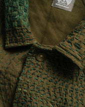 L S Sam Shirt Grindigo Patchwork Kantha Stitched Cotton Canvas