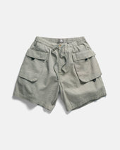 VETTI UTILITY SHORTS - TONAL LUNAR ROCK GREEN COTTON SEERSUCKER
