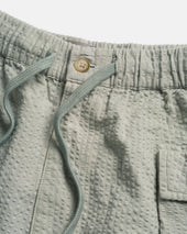 VETTI UTILITY SHORTS - TONAL LUNAR ROCK GREEN COTTON SEERSUCKER